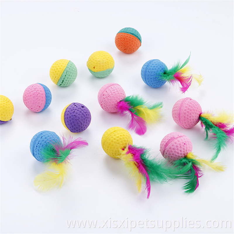 wholesale Latex Golf Sponge foam Balls Cats Toys With Feathers and without feather